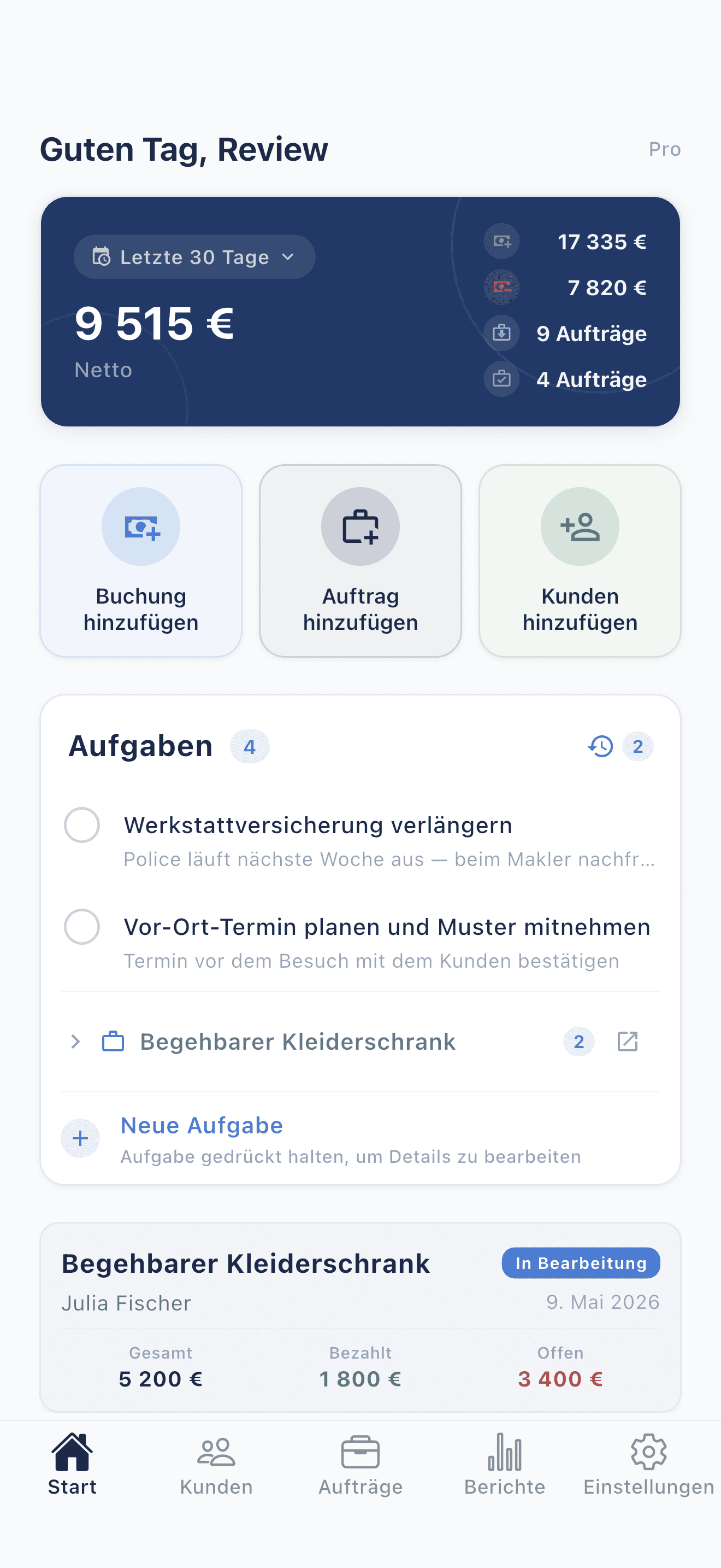 Deftera: Kundenbuch & Aufträge Nichts mehr vergessen