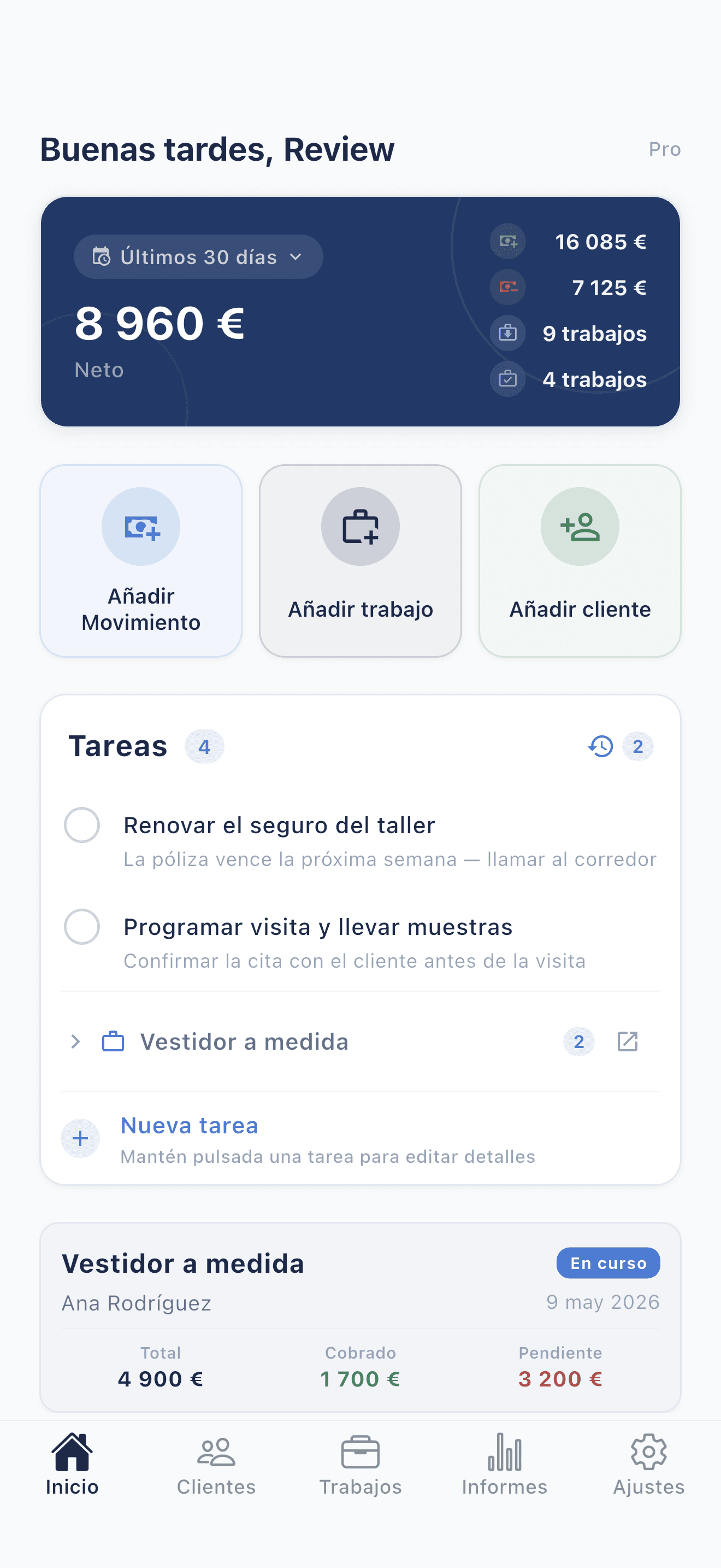 Deftera: Clientes & Trabajos No se te olvida nada