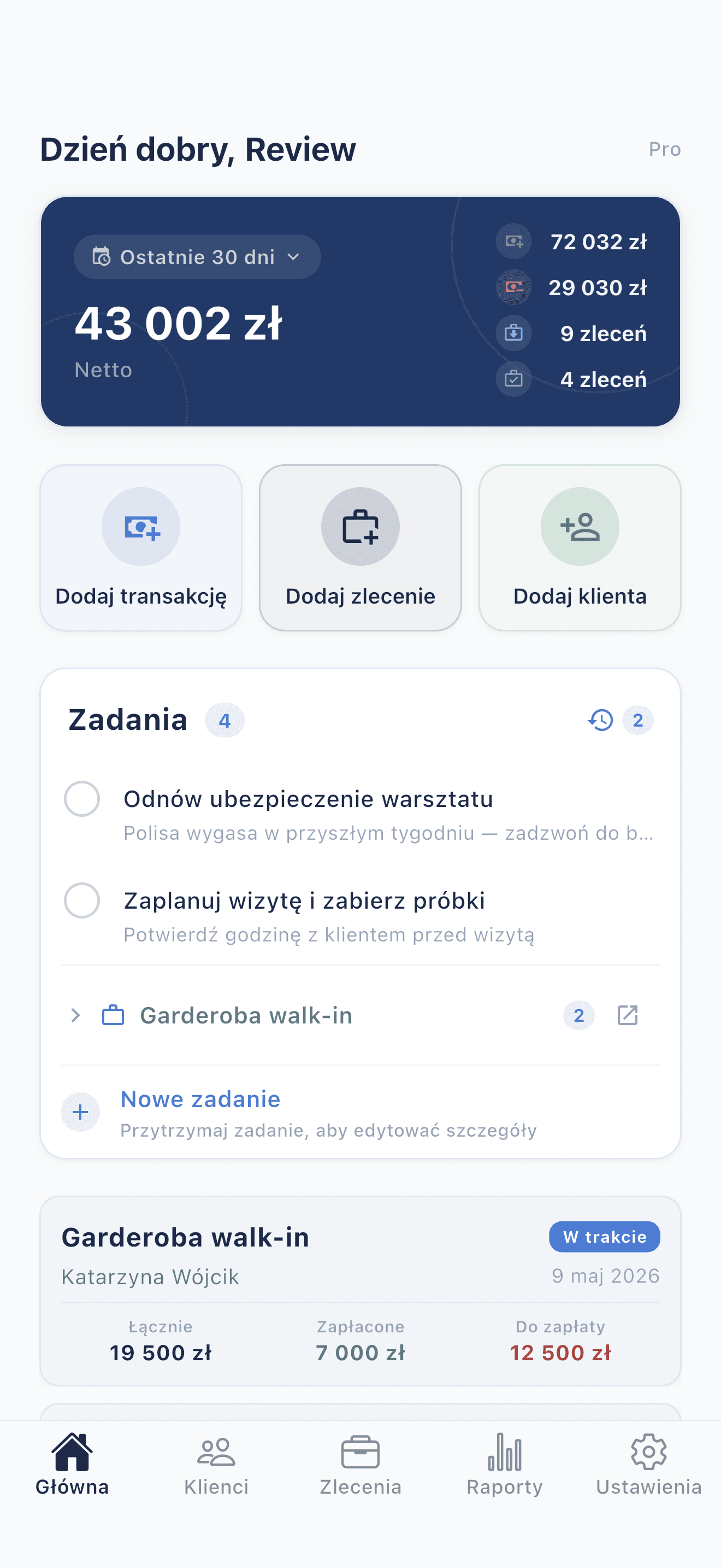Deftera: Klienci & Zlecenia Koniec z zapominaniem