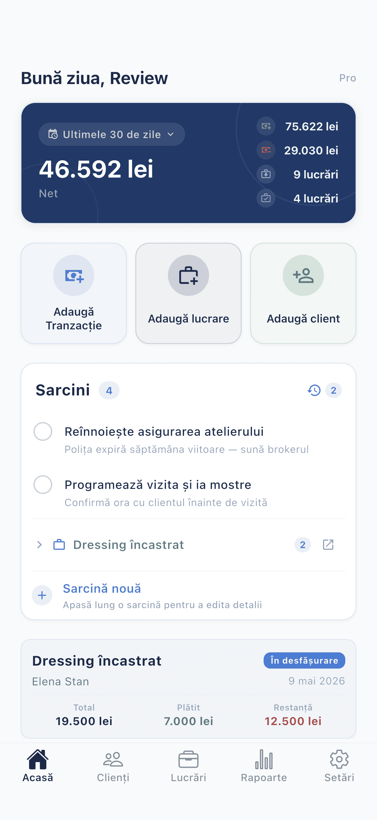Deftera: Clienți & Lucrări Gata cu uitarea