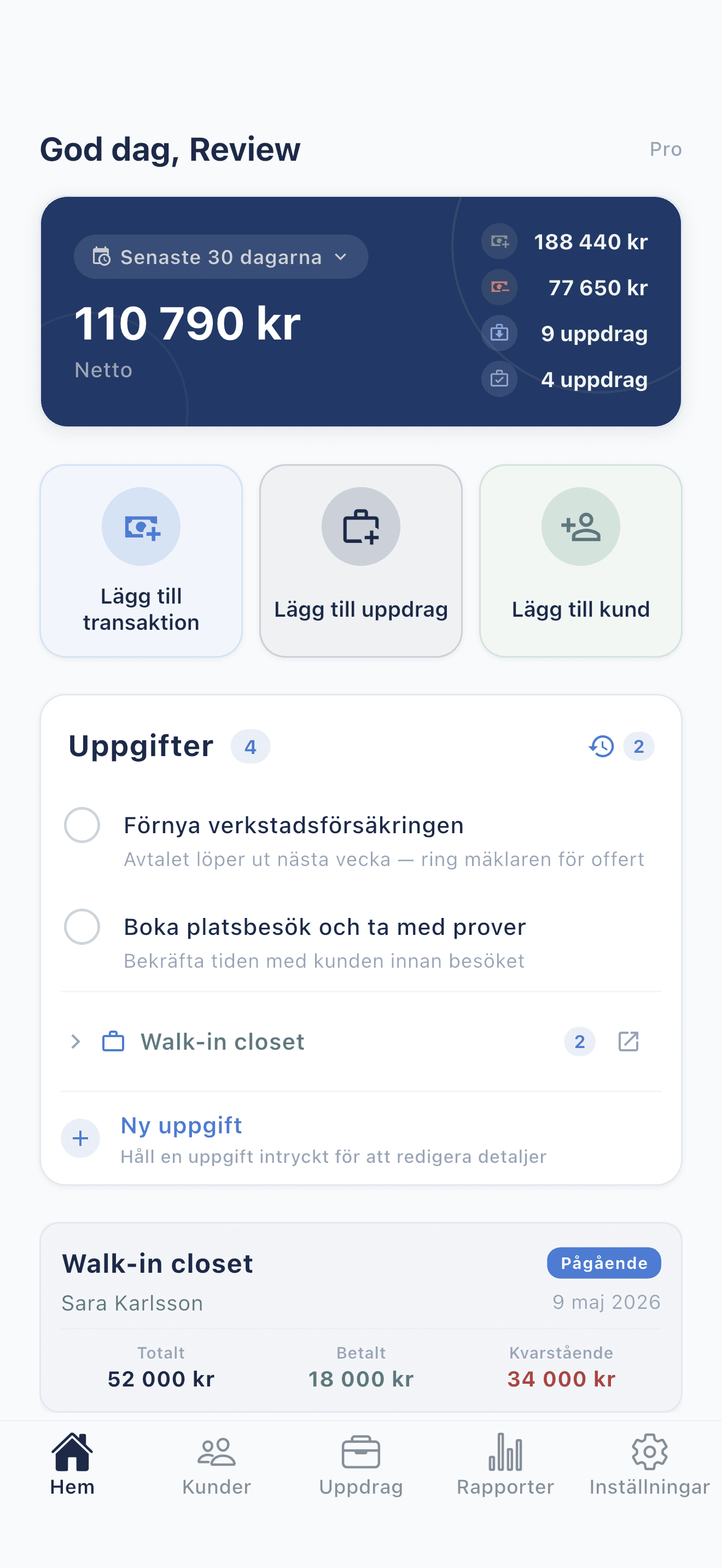 Deftera: Kundbok & Uppdrag Glöm aldrig mer