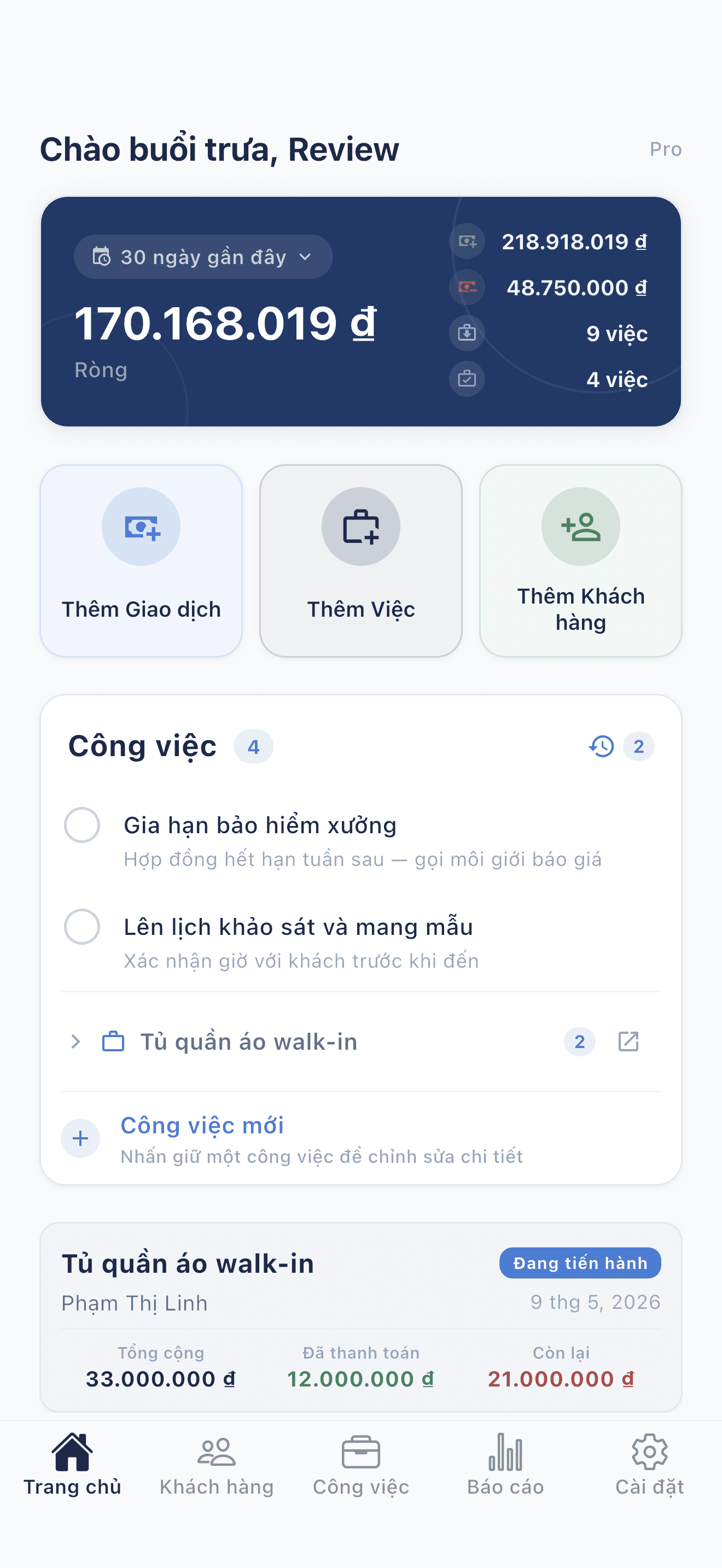 Deftera: Sổ Khách Hàng & Việc Hết quên rồi