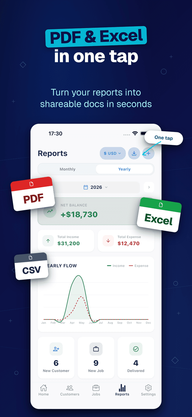 Deftera: Kundebok & Oppdrag — PDF & Excel