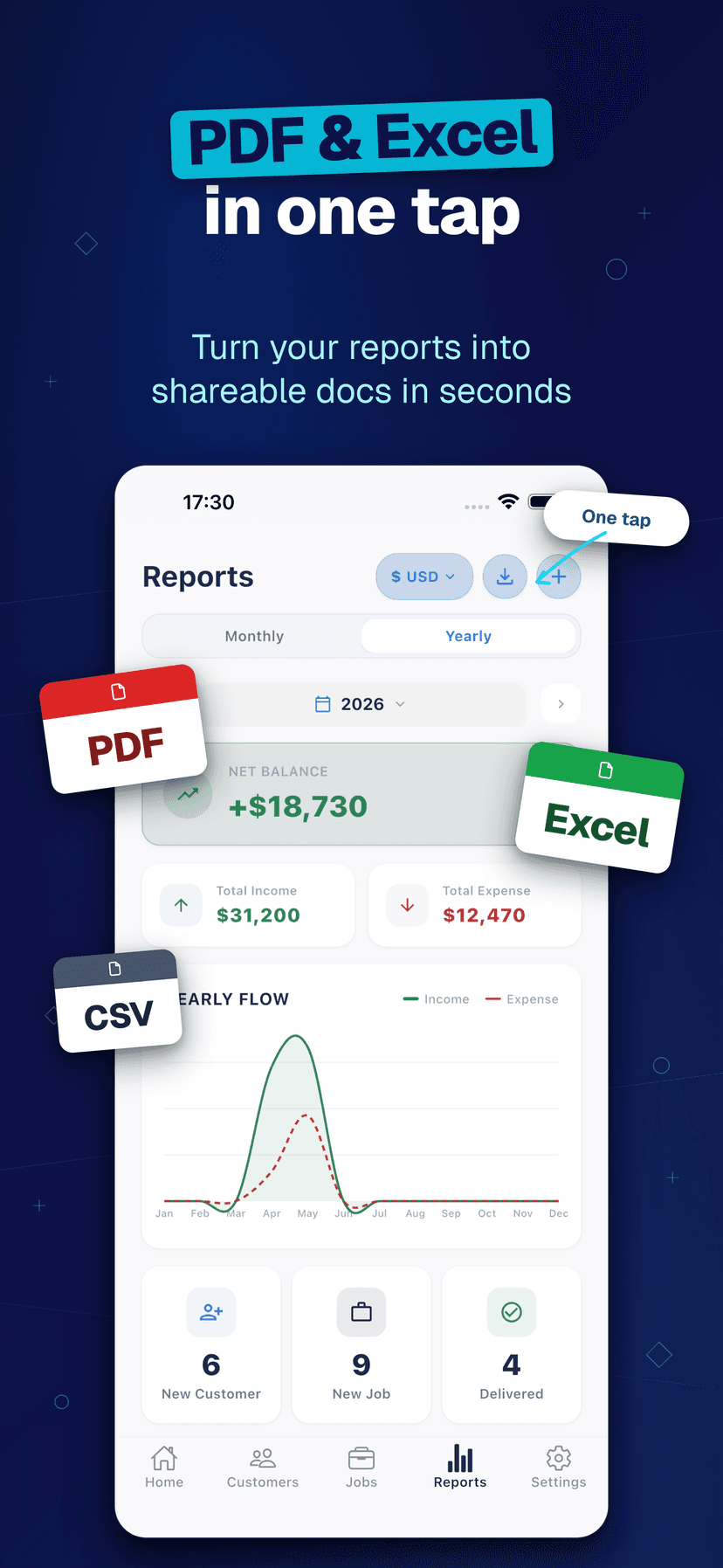 Deftera: Kundebok & Oppdrag — PDF & Excel in one tap