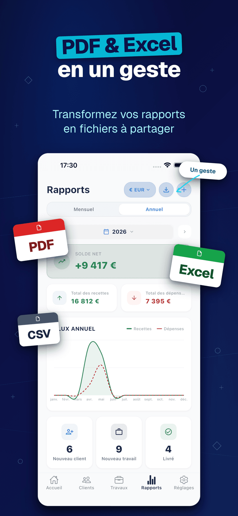 Deftera: Carnet Client Travaux — PDF & Excel en un geste