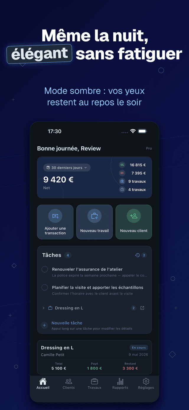 Deftera: Carnet Client Travaux — élégant