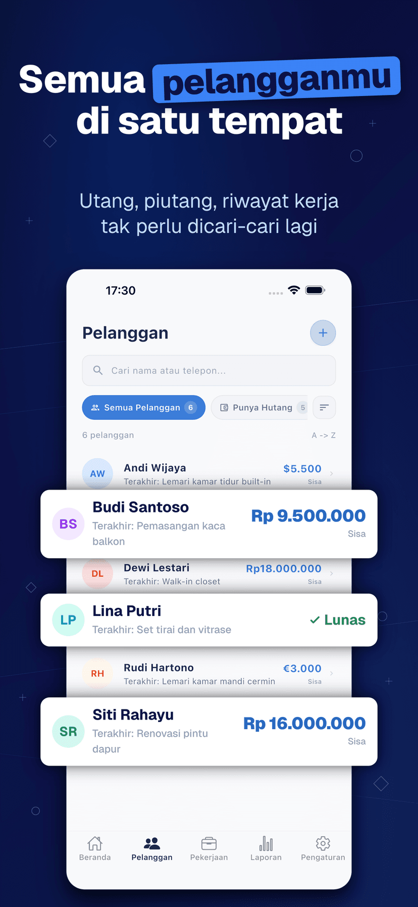 Deftera: Buku Pelanggan Tukang — pelangganmu di satu tempat