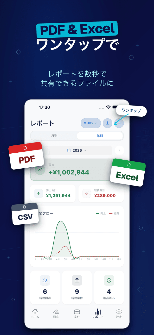 Deftera: 顧客帳簿 & 案件管理 — PDF & Excel