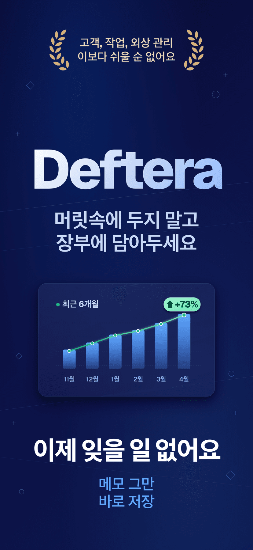 Deftera: 고객 장부 & 업무 — 이제 안 까먹어요