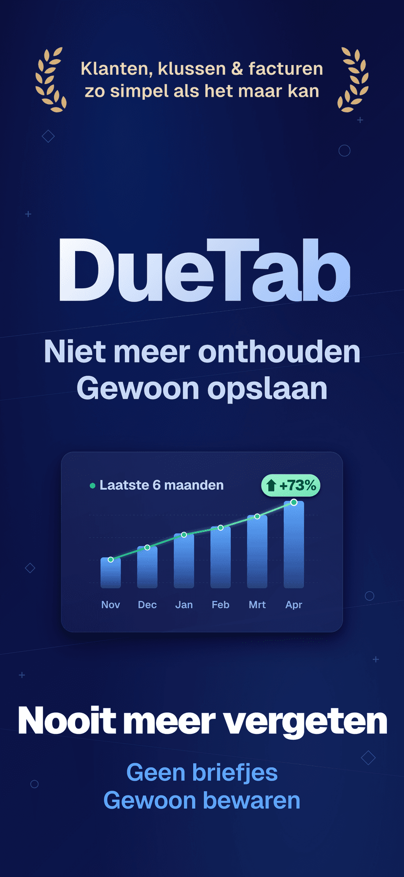 DueTab: Klanten & Opdrachten — Nooit meer vergeten