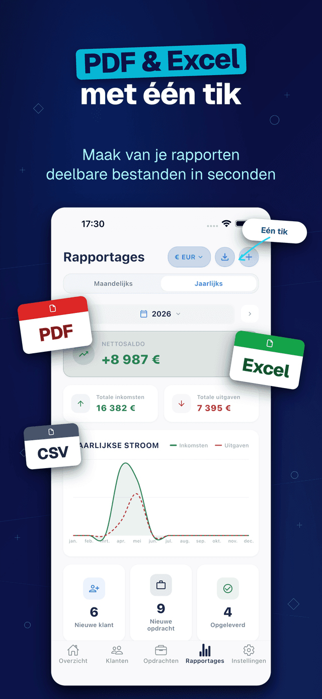 Deftera: Klanten & Opdrachten — PDF & Excel