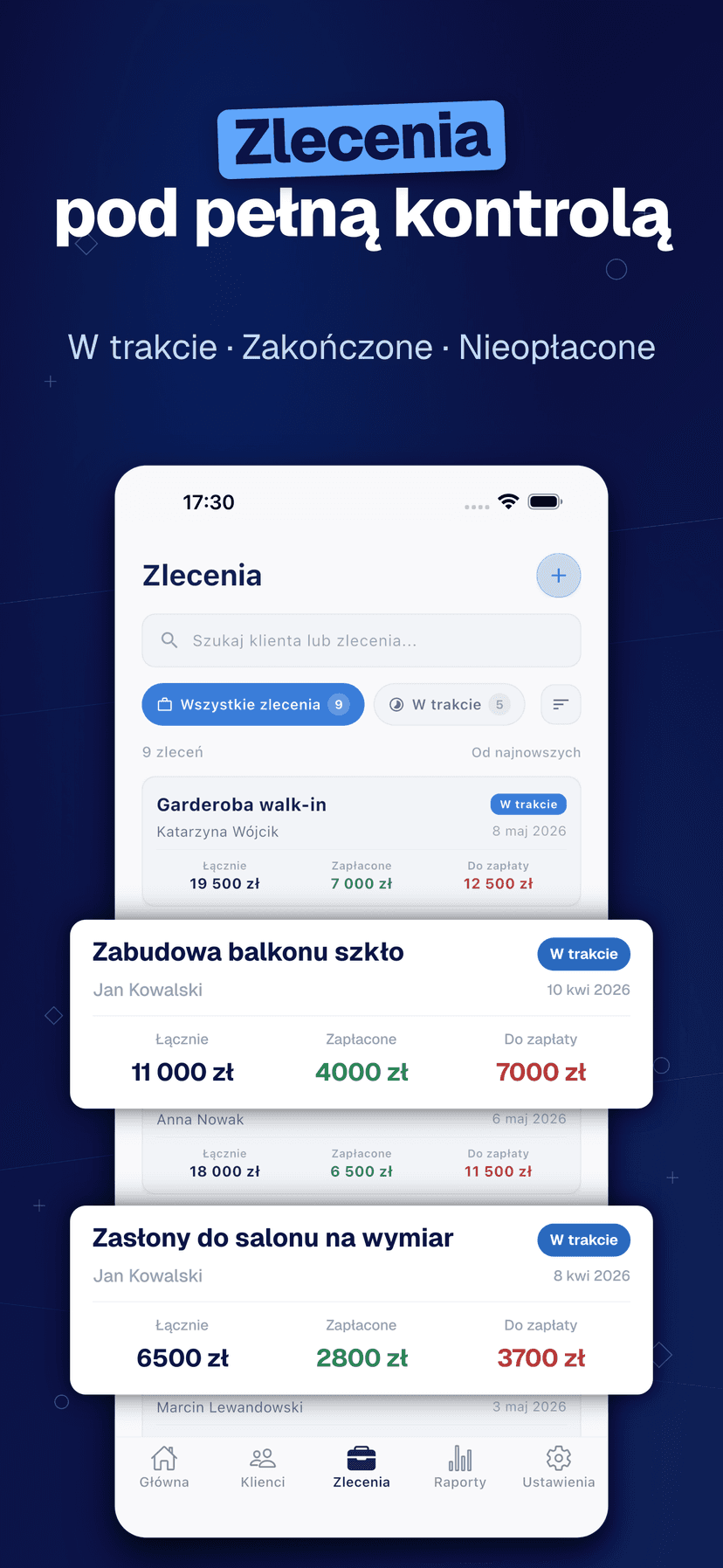 Deftera: Klienci & Zlecenia — Zlecenia pod pełną kontrolą