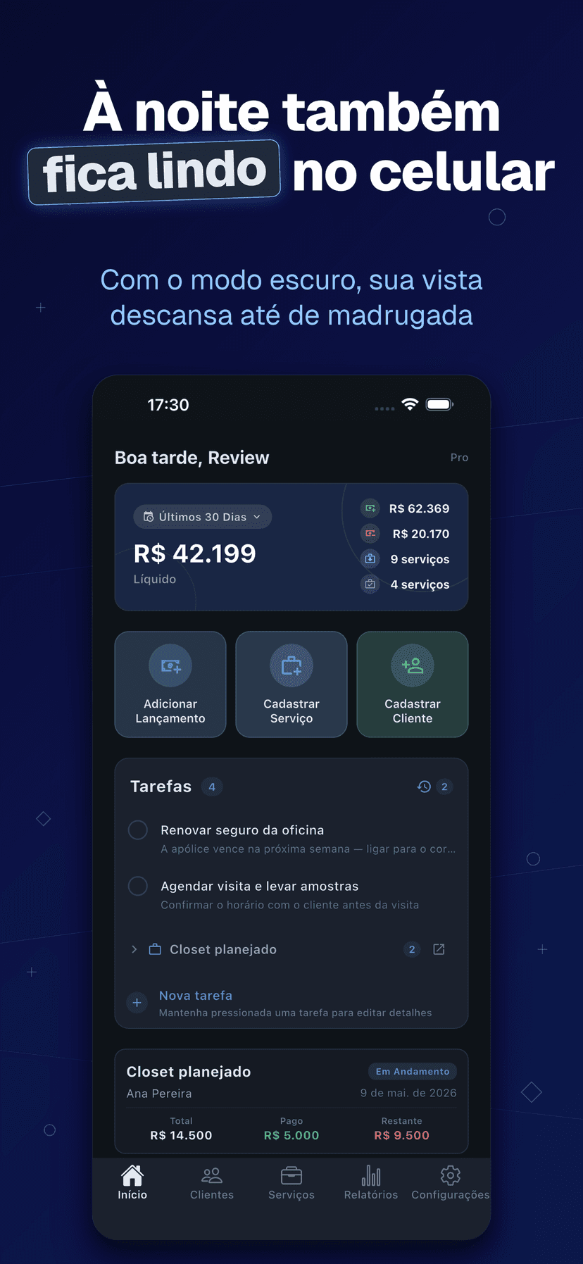 Deftera: Clientes & Serviços — fica lindo no celular