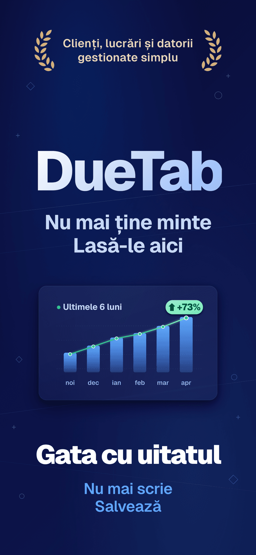 DueTab: Clienți & Lucrări — Gata cu uitarea