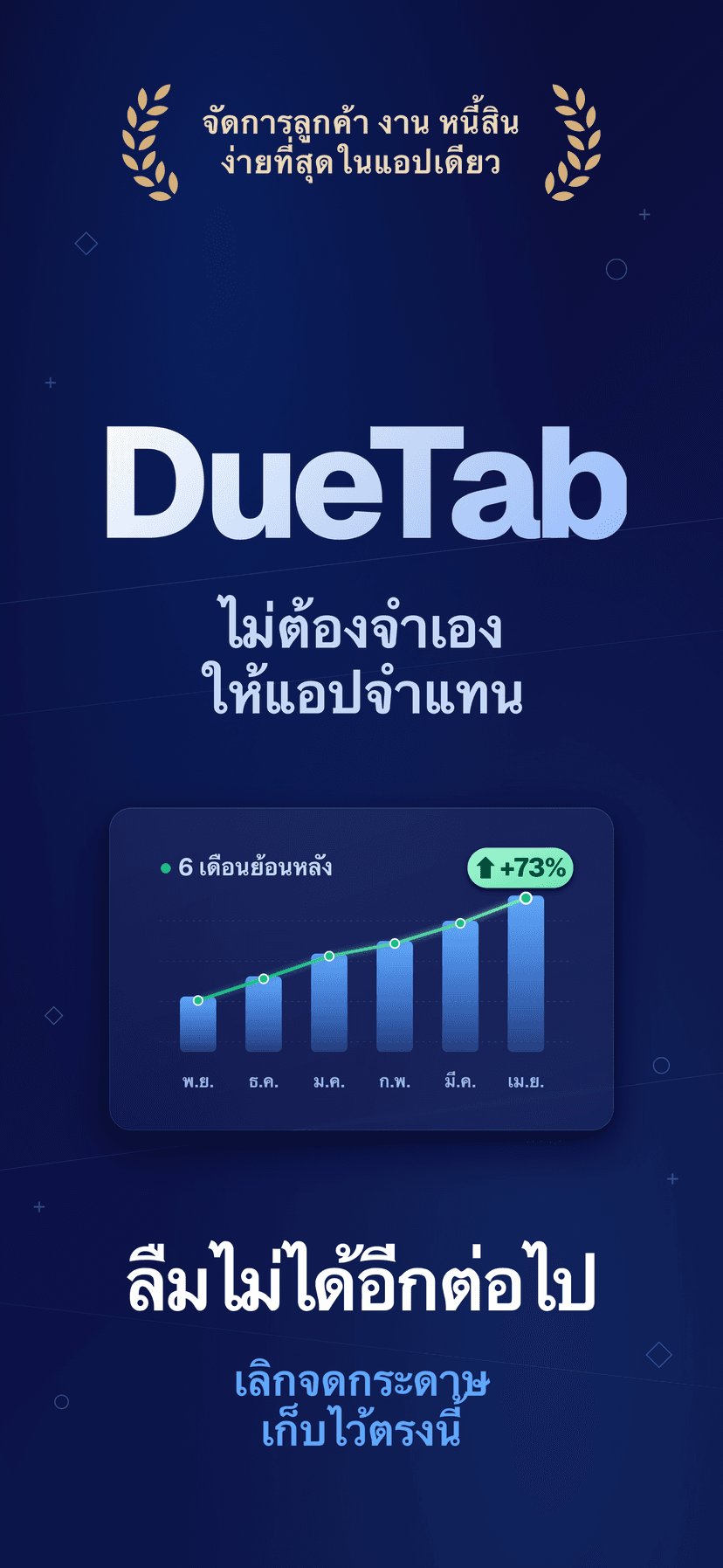 DueTab: สมุดลูกค้าและงาน — ไม่ลืมอีกต่อไป