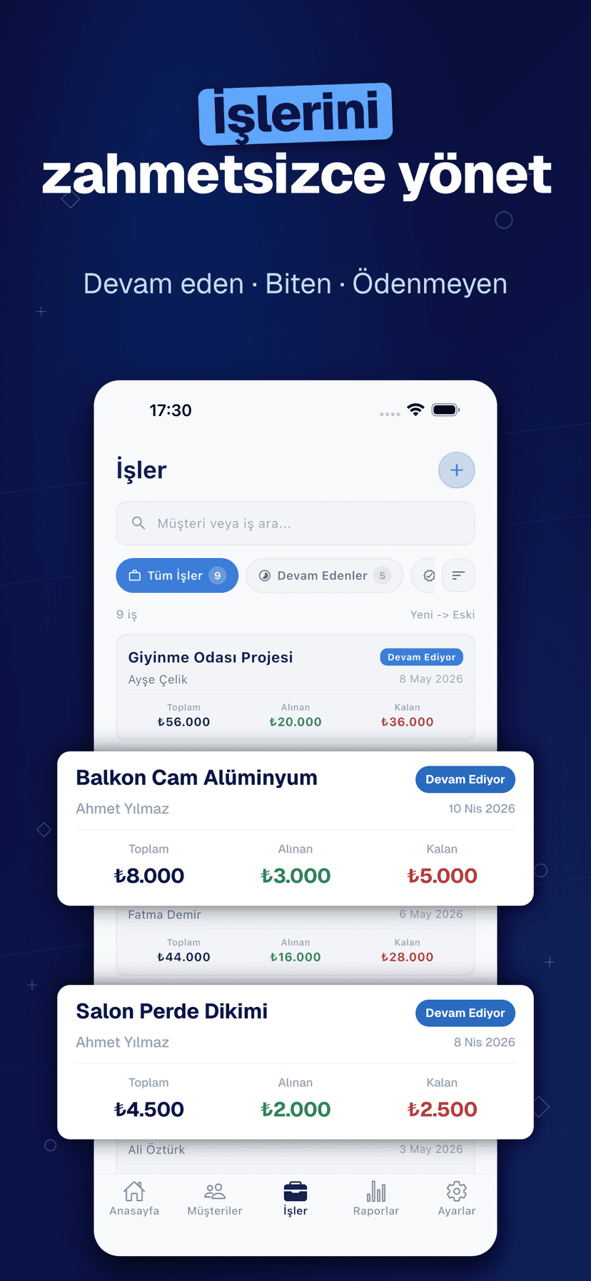 Deftera: İş & Müşteri Defteri — İşlerini zahmetsizce yönet