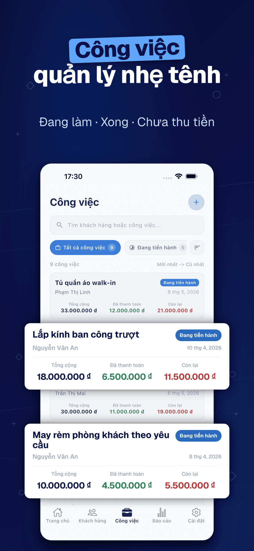 Deftera: Sổ Khách Hàng & Việc — Công việc quản lý nhẹ tênh