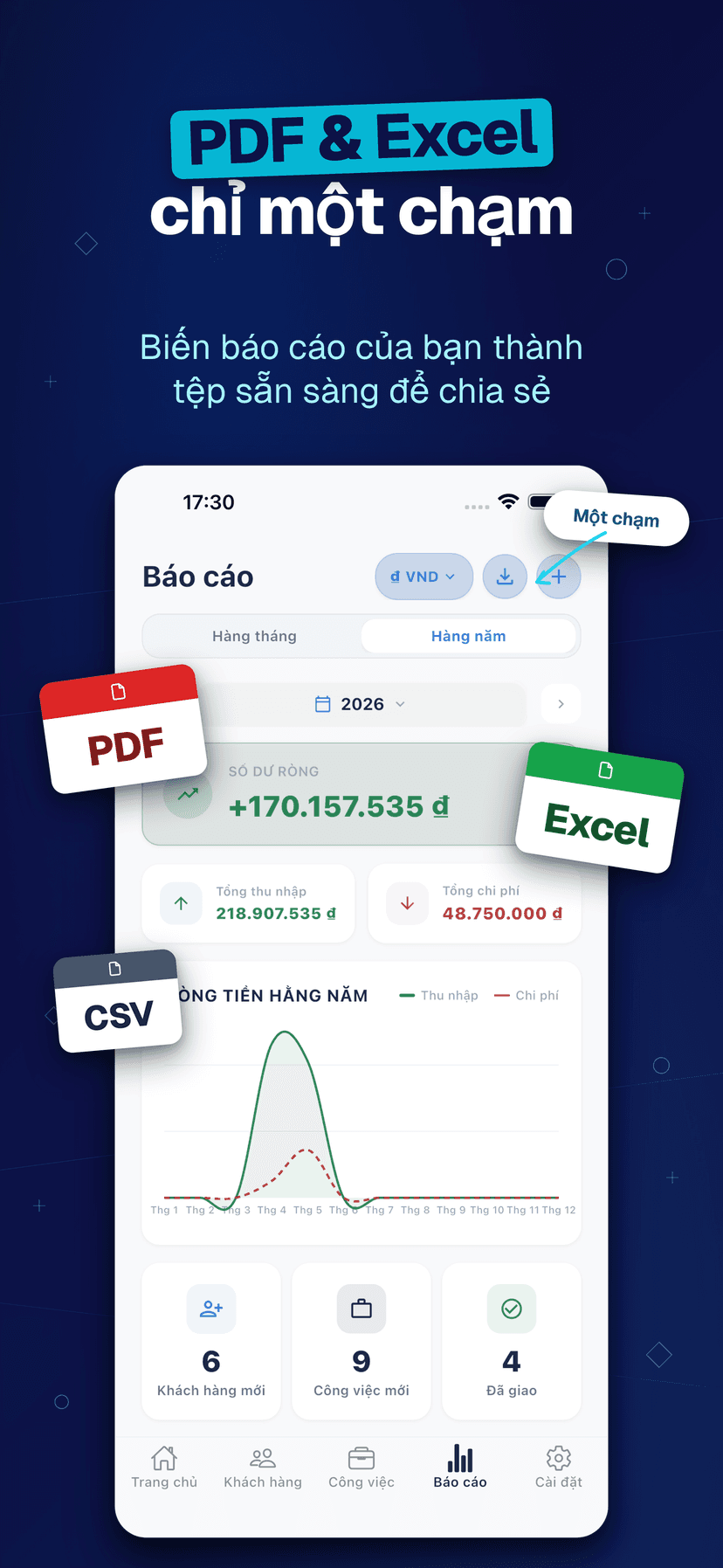 Deftera: Sổ Khách Hàng & Việc — PDF & Excel chỉ một chạm