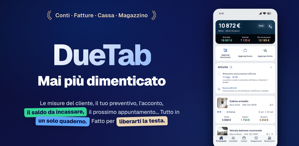 DueTab: App mobile · iOS e Android
