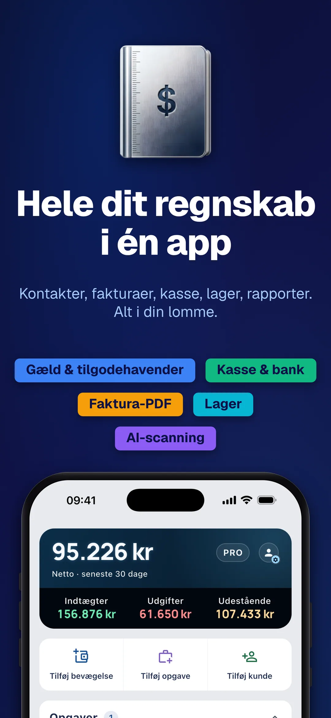 DueTab: Kassebog & Kunder — Hele dit regnskab i én app