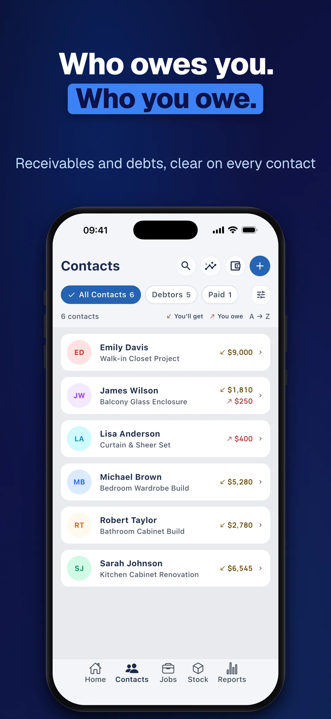 DueTab: Cash Book & Job Done — Who owes you. Who you owe.