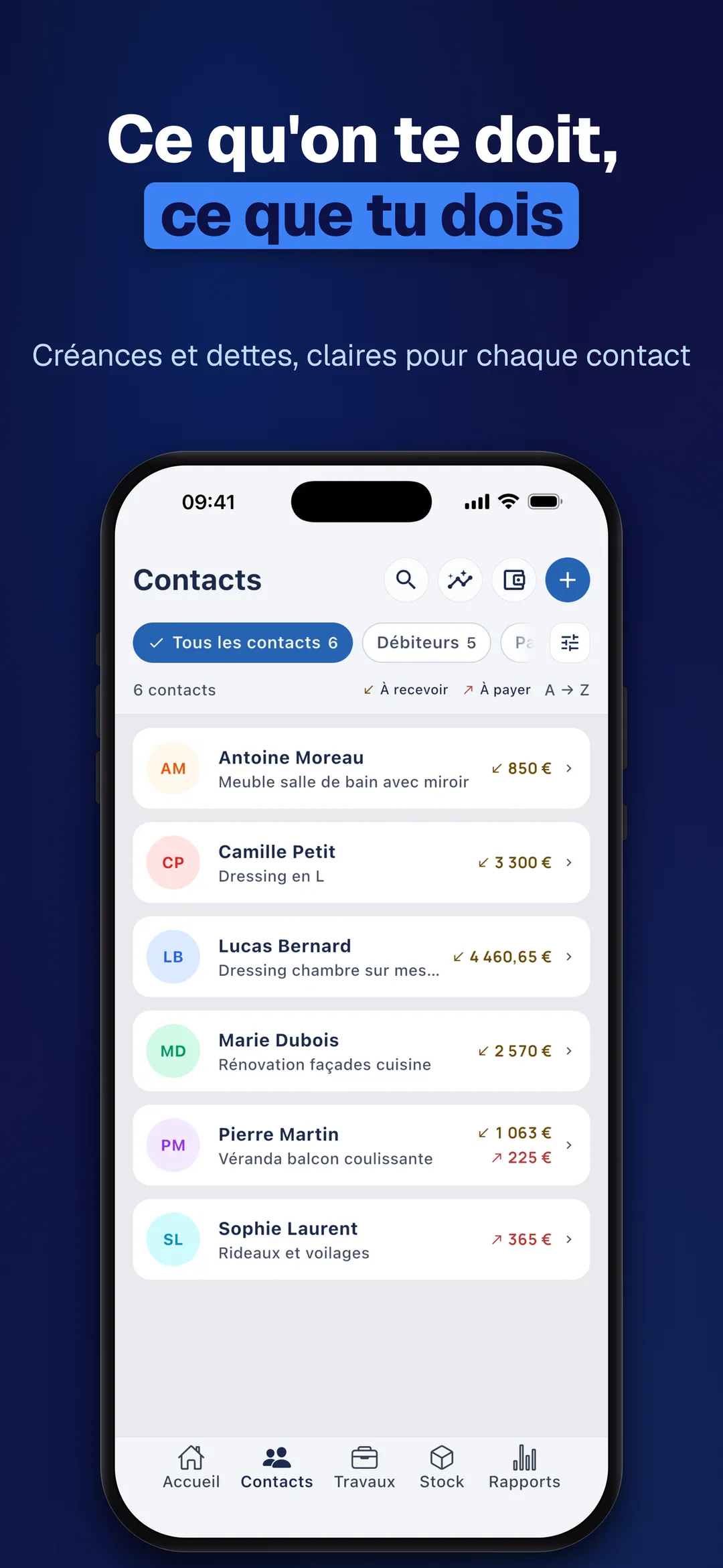 DueTab: Carnet de caisse — Ce qu'on te doit, ce que tu dois