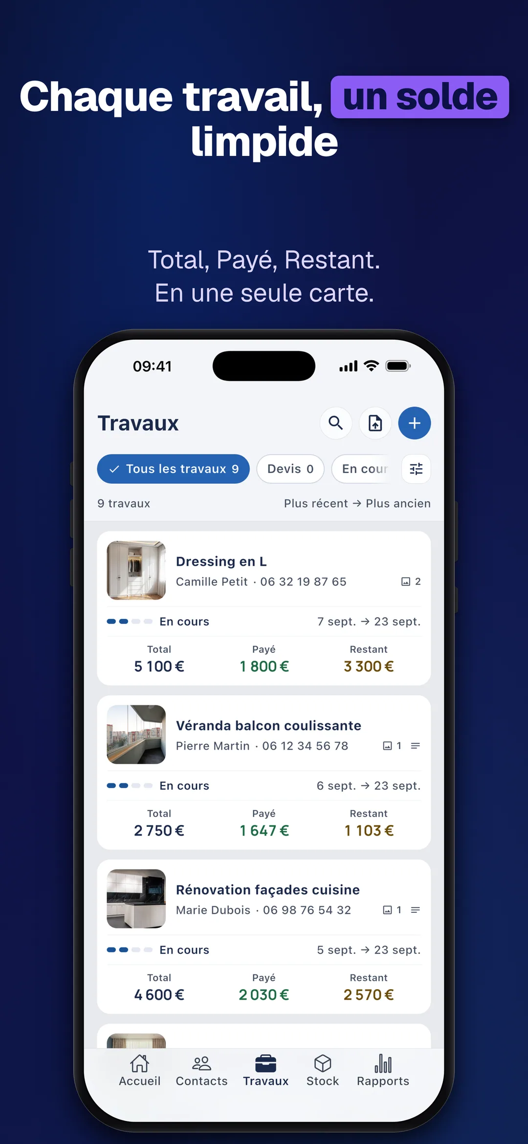 DueTab: Carnet de caisse — Chaque travail, un solde limpide