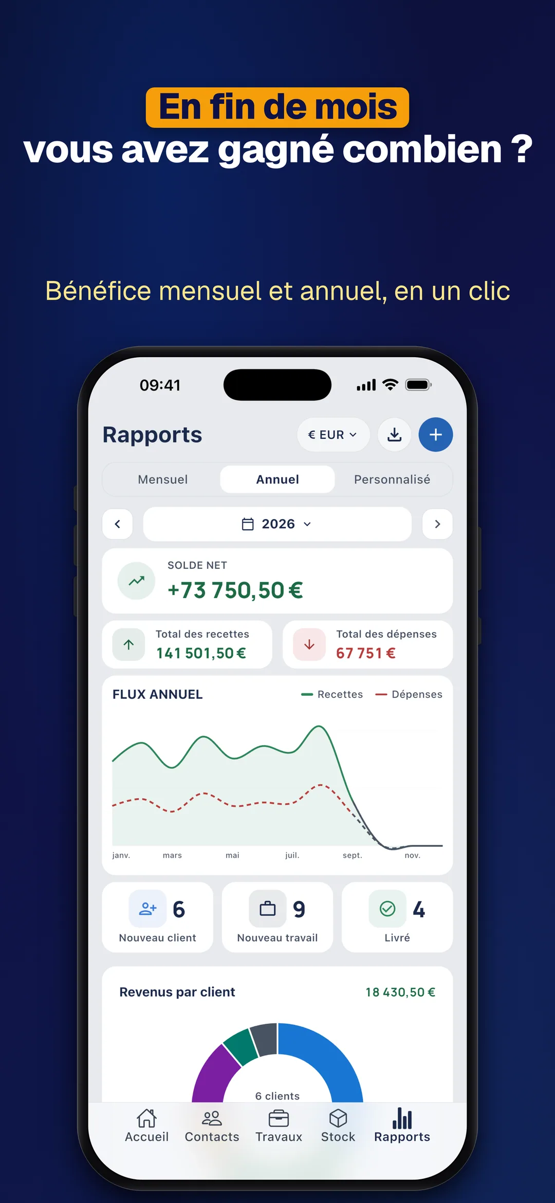 DueTab: Carnet de caisse — En fin de mois vous avez gagné combien ?