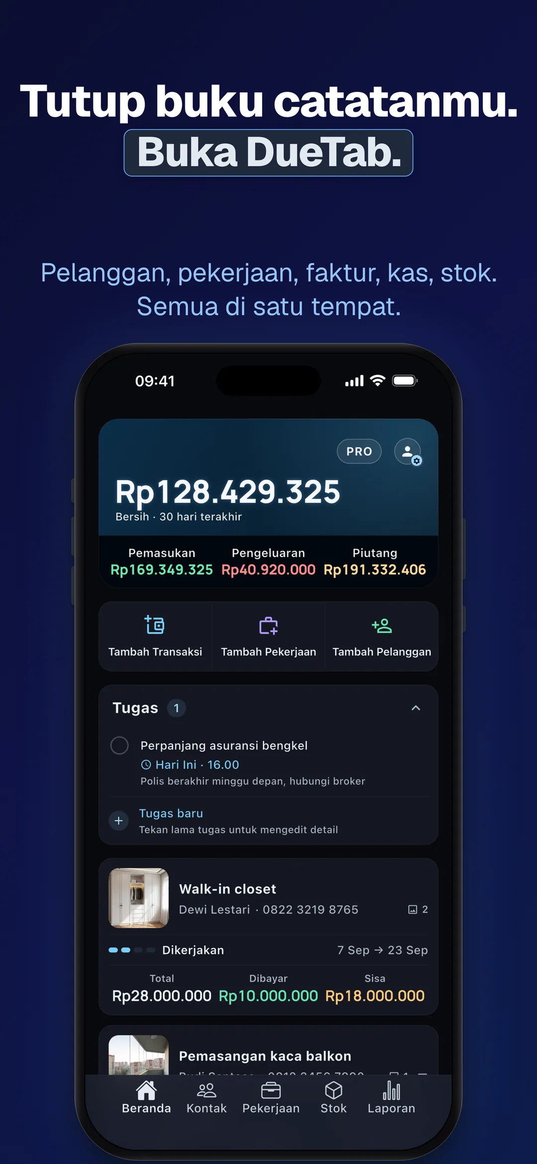 DueTab: Buku Utang & Kas — Tutup buku catatanmu. Buka DueTab.