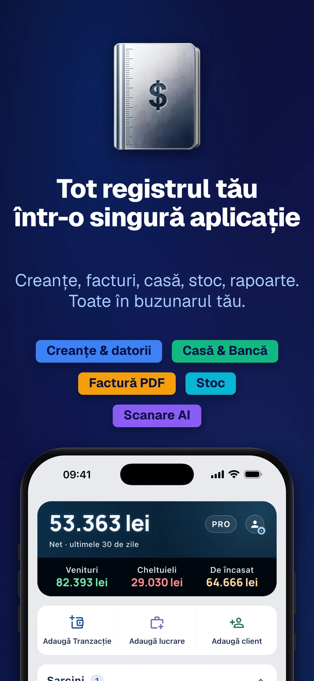 DueTab: Caiet Clienți & Bani — Tot registrul tău într-o singură aplicație
