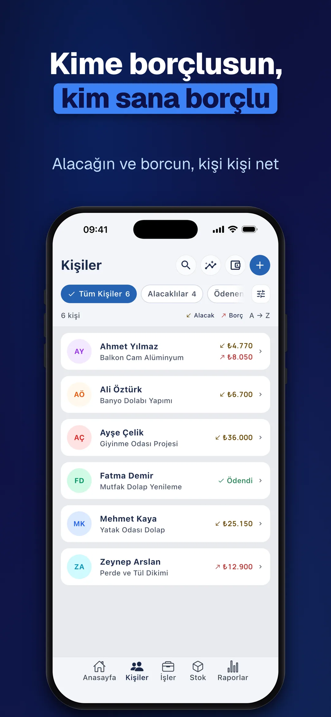 DueTab: Cari Hesap Takip — Kime borçlusun, kim sana borçlu