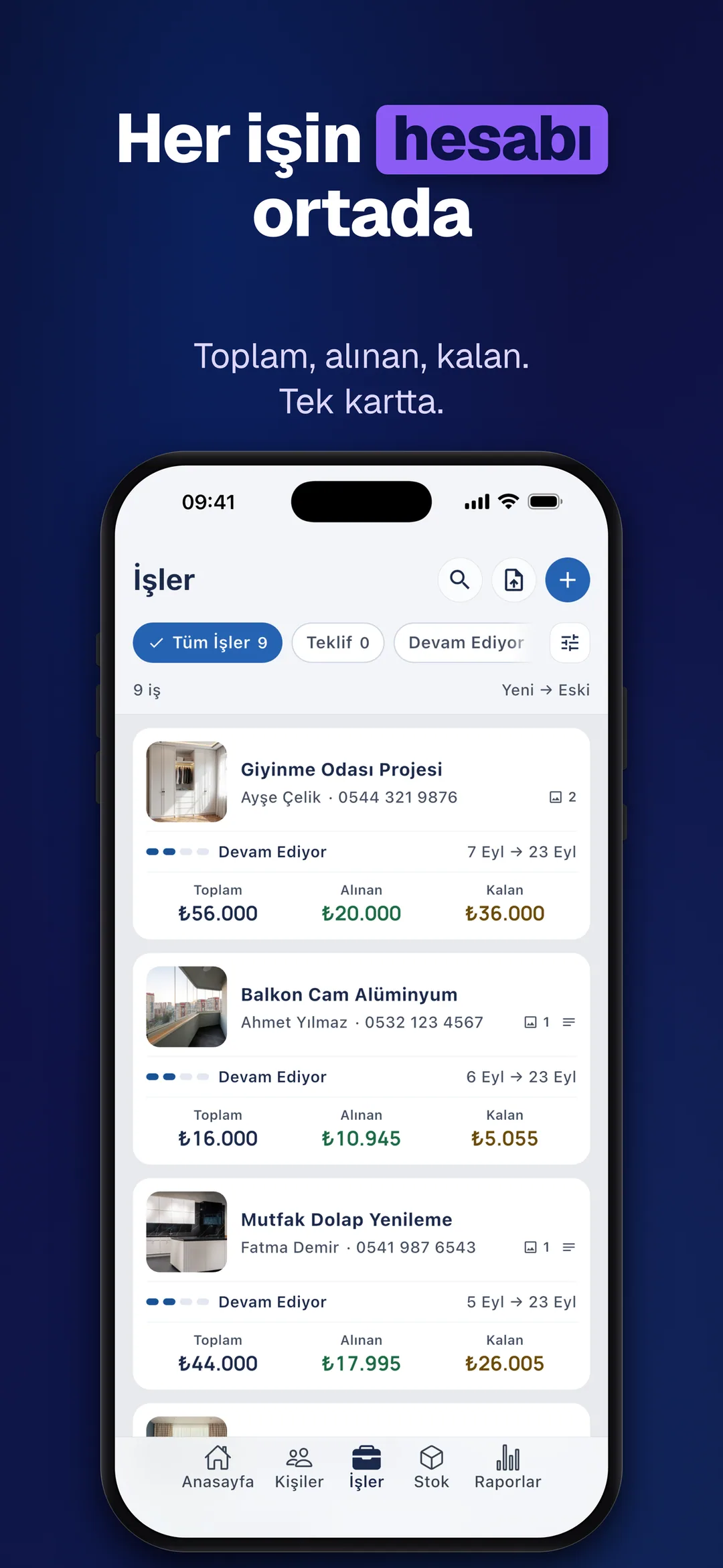 DueTab: Cari Hesap Takip — Her işin hesabı ortada