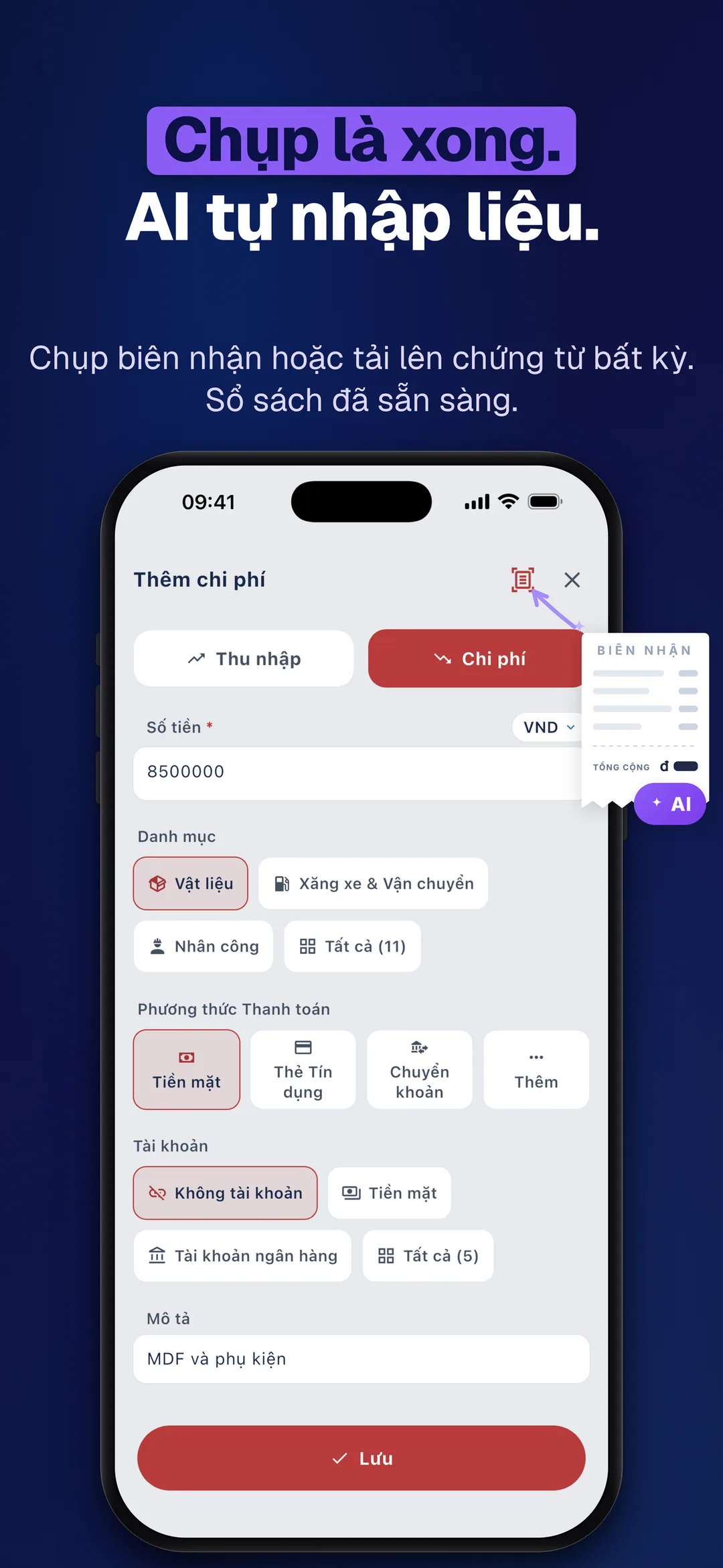 DueTab: Sổ Công Nợ Thu Chi — Chụp là xong. AI tự nhập liệu.