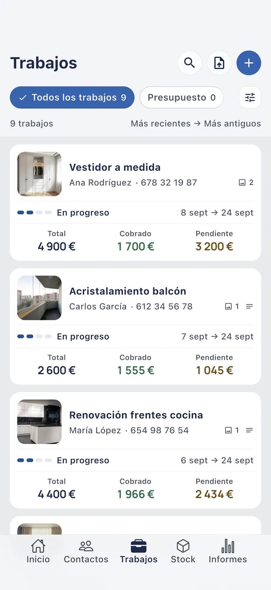 DueTab: Cuaderno de fiados — El balance de cada trabajo muy claro