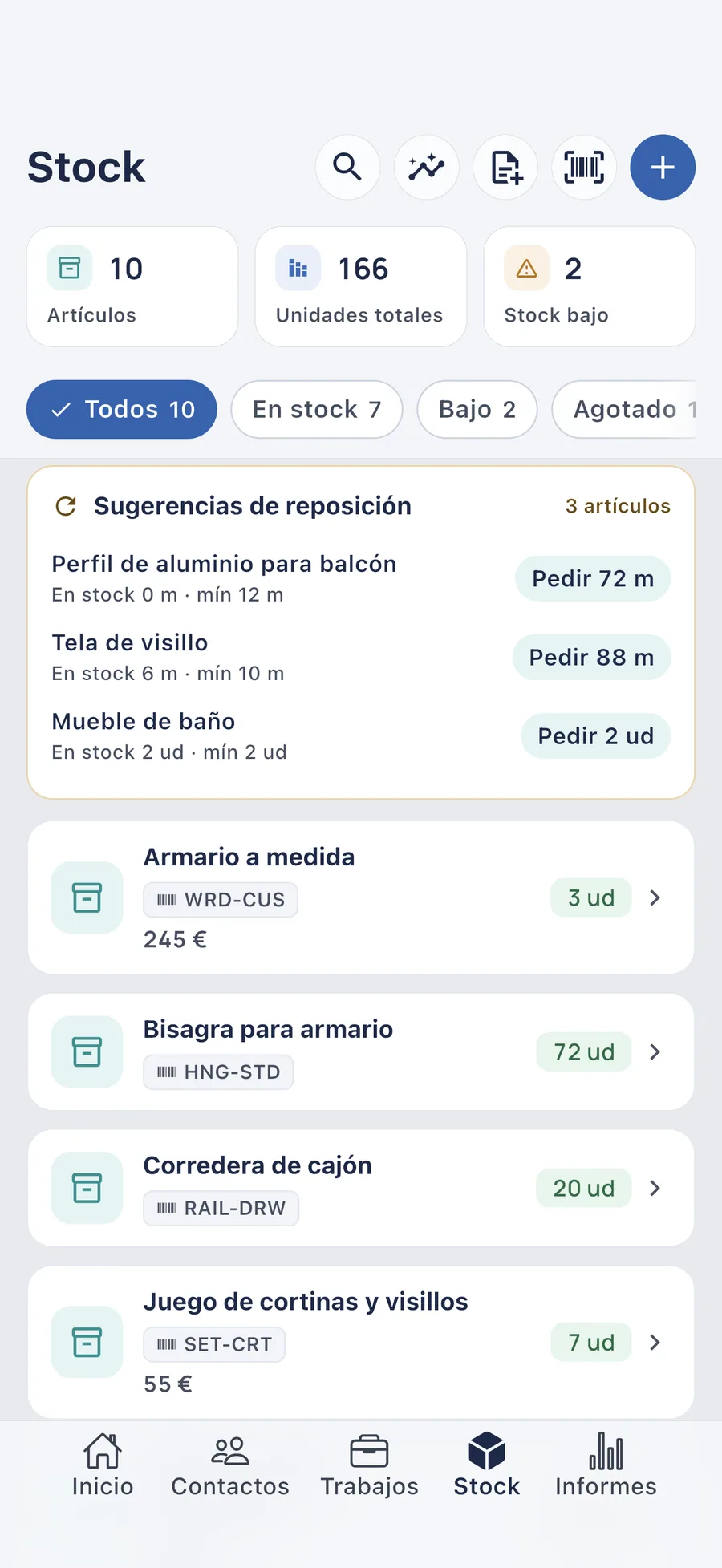 DueTab: Cuaderno de fiados — Stock a punto de agotarse? Entérate antes