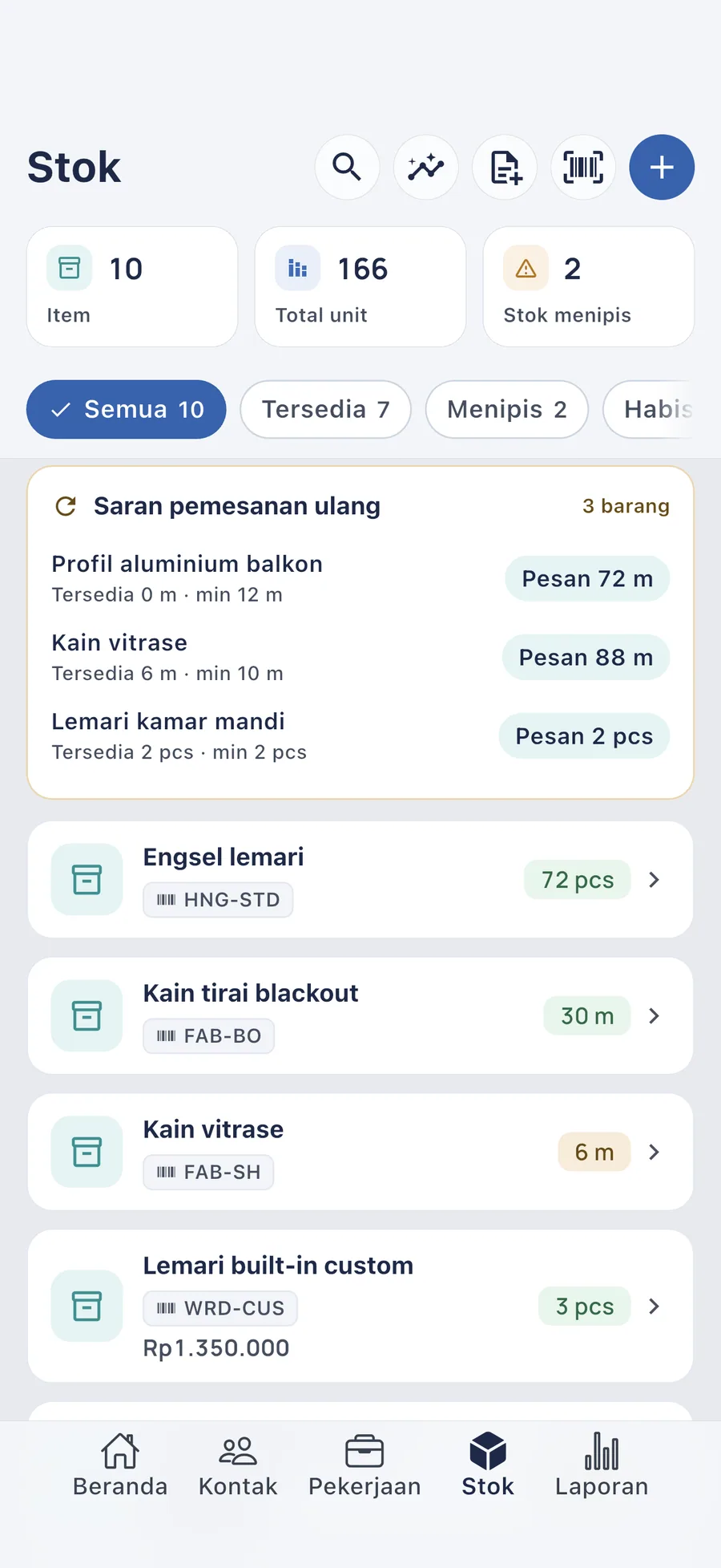 DueTab: Buku Utang & Kas — Stok hampir habis? Tahu duluan