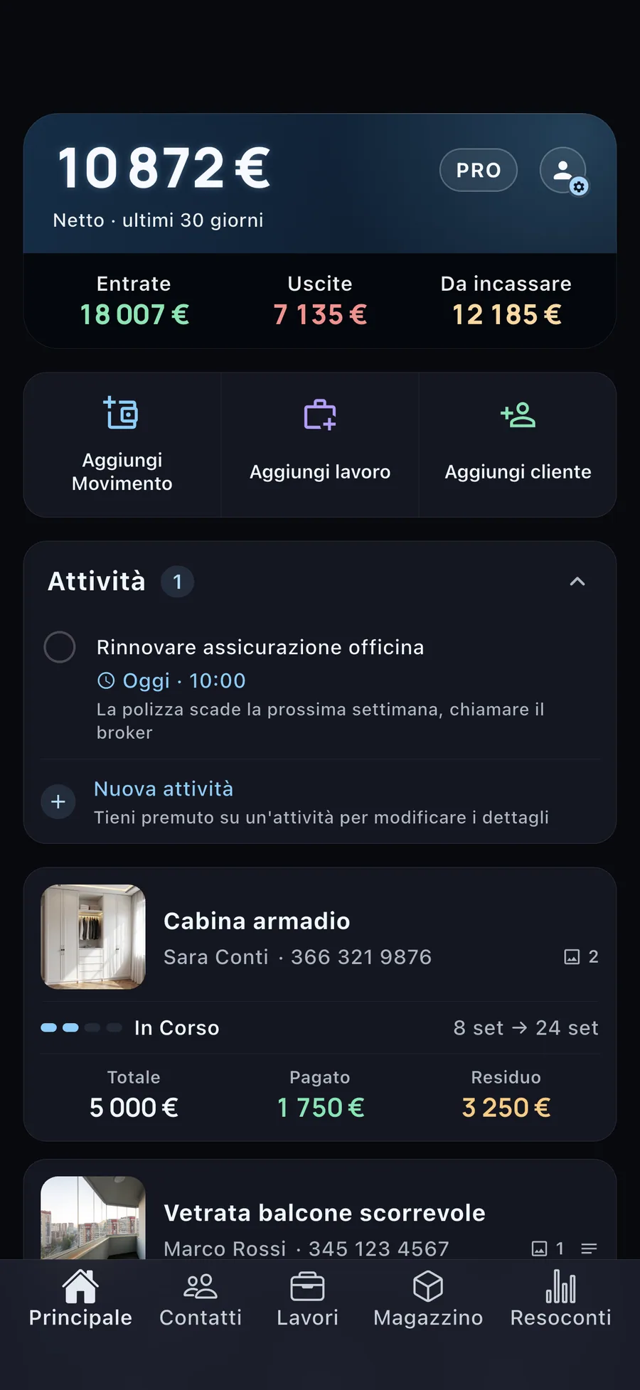 DueTab: Conto Clienti — Chiudi il quaderno. Apri DueTab.