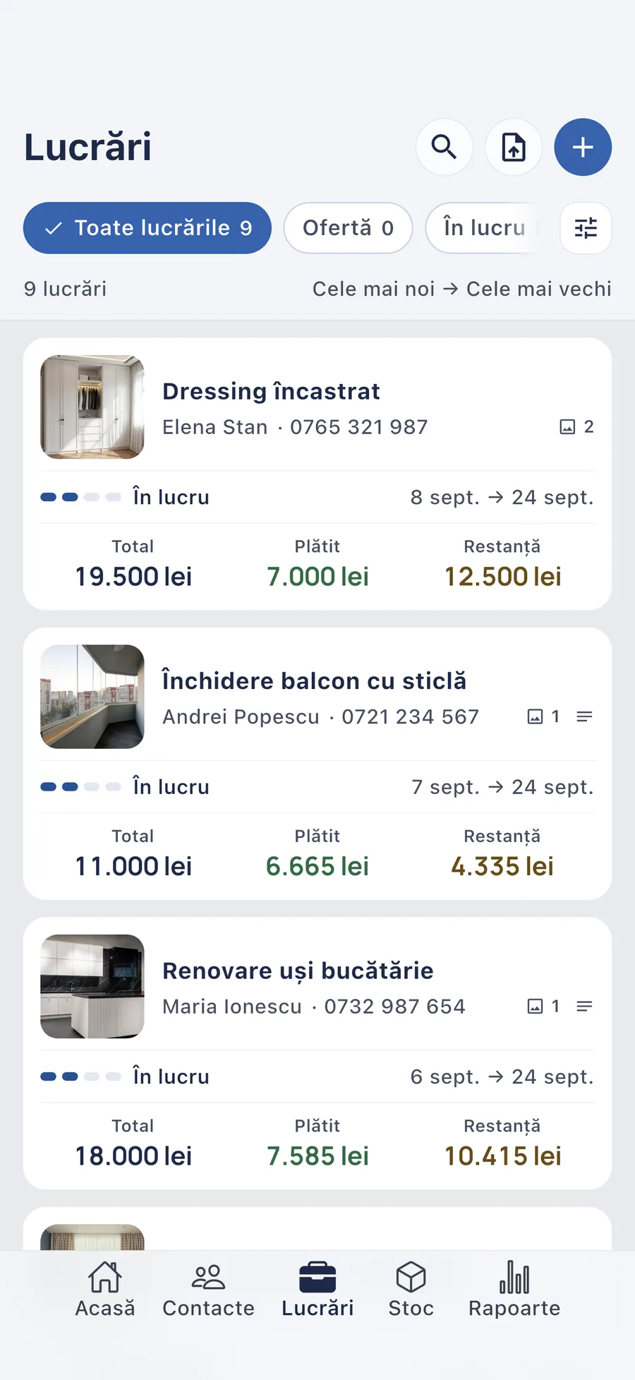 DueTab: Caiet Clienți & Bani — Fiecare lucrare are un sold limpede
