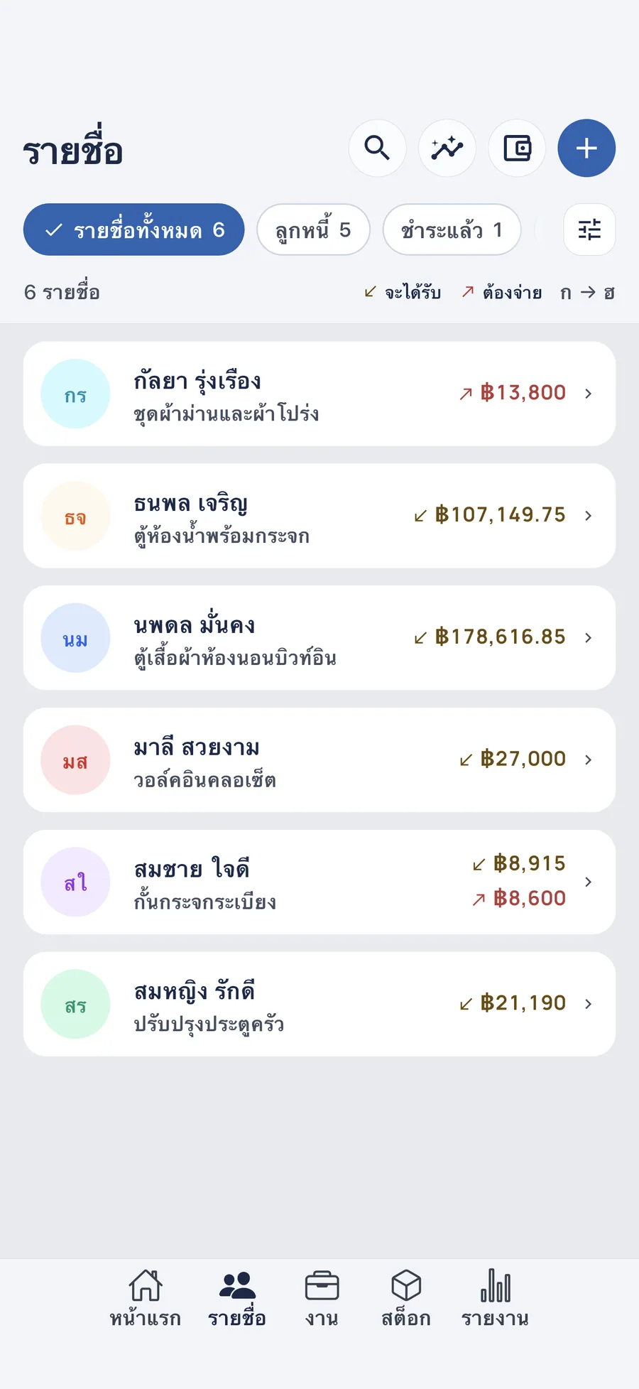 DueTab: สมุดบัญชีลูกหนี้ — คุณติดหนี้ใคร, ใครติดหนี้คุณ