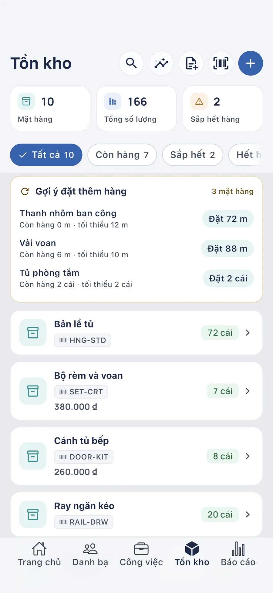 DueTab: Sổ Công Nợ Thu Chi — Tồn kho sắp hết hàng? Biết trước