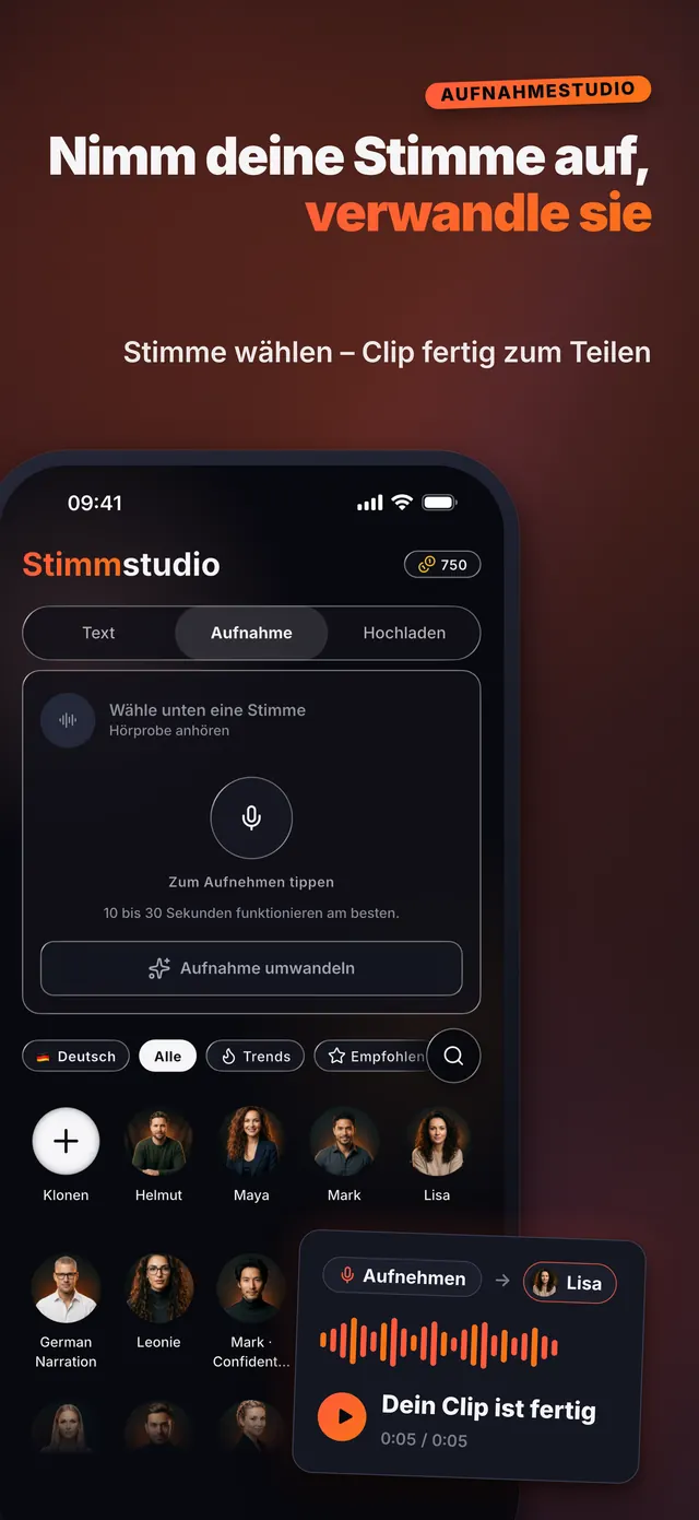 VoiceReel: Stimme ändern — Nimm deine Stimme auf, verwandle sie