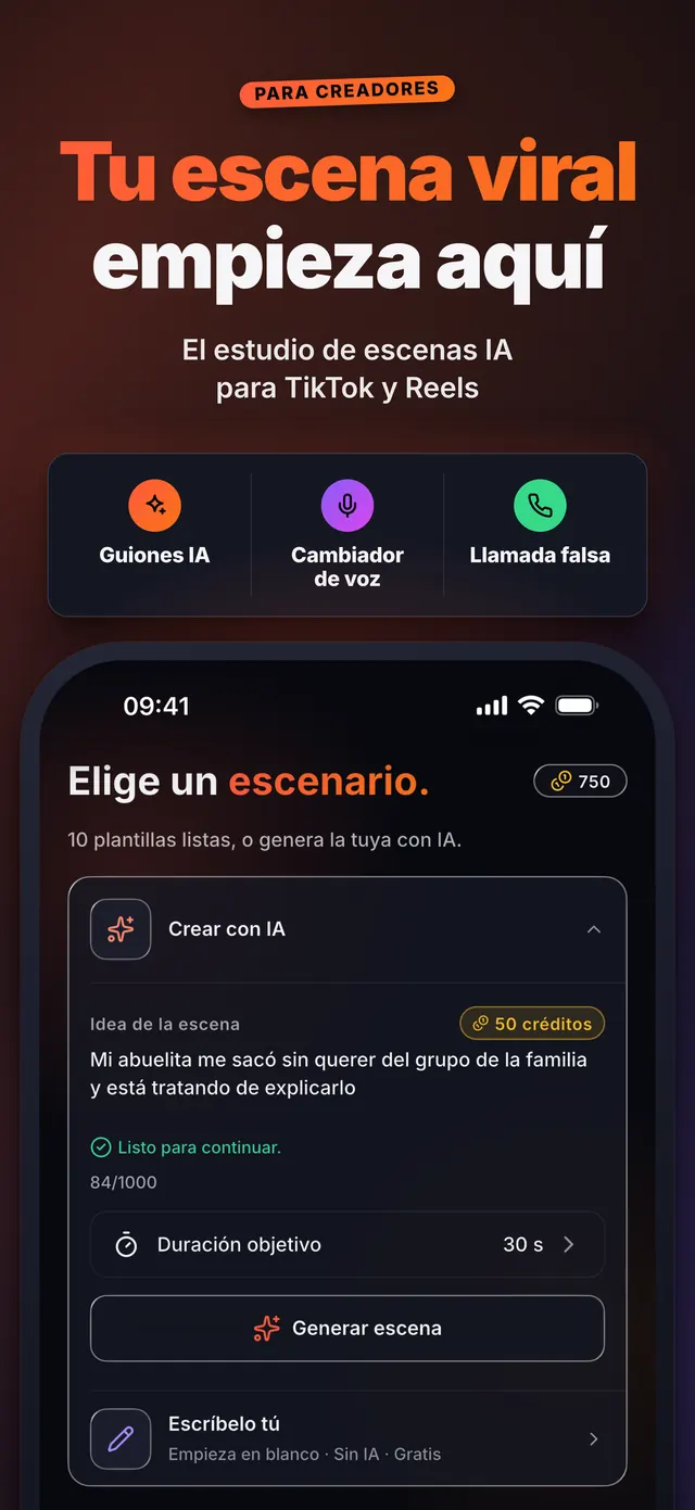 VoiceReel: Cambia tu Voz — Tu escena viral empieza aquí