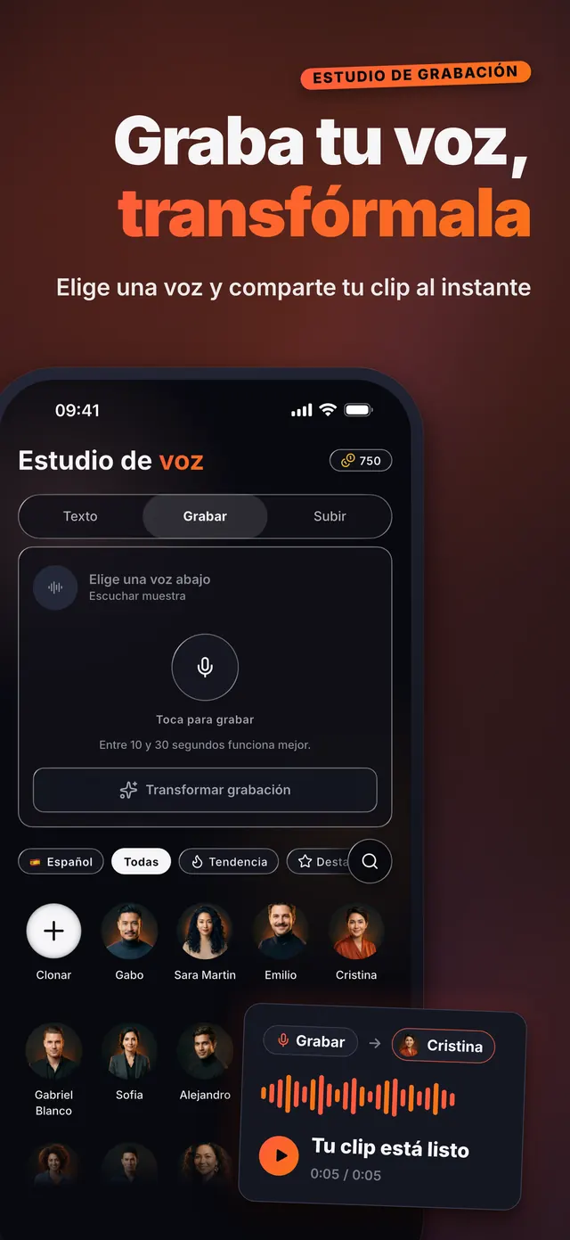 VoiceReel: Cambia tu Voz — Graba tu voz, transfórmala