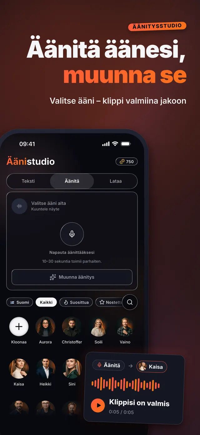 VoiceReel: Äänenmuutos — Äänitä äänesi, muunna se
