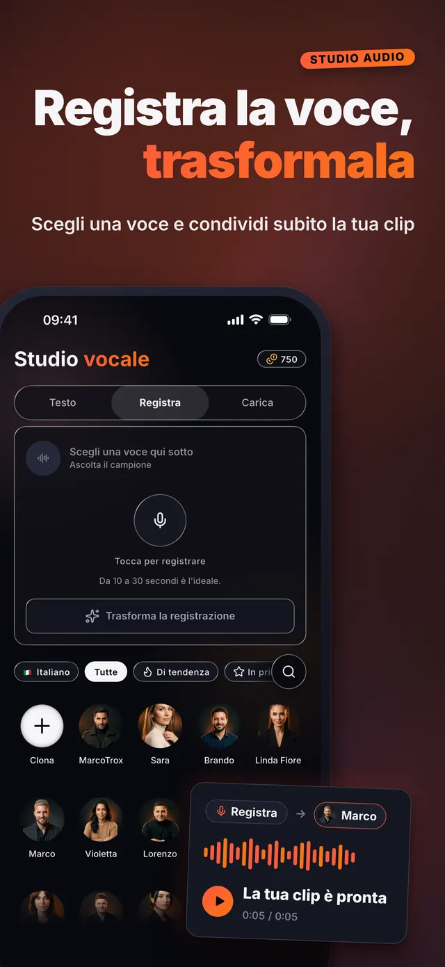 VoiceReel: Cambia Voce — Registra la voce, trasformala