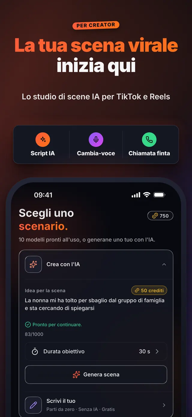 VoiceReel: Cambia Voce — La tua scena virale inizia qui