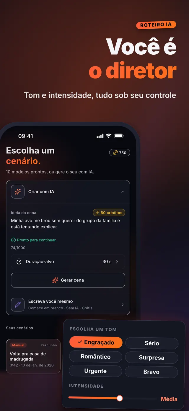 VoiceReel: Mude sua Voz — Você é o diretor