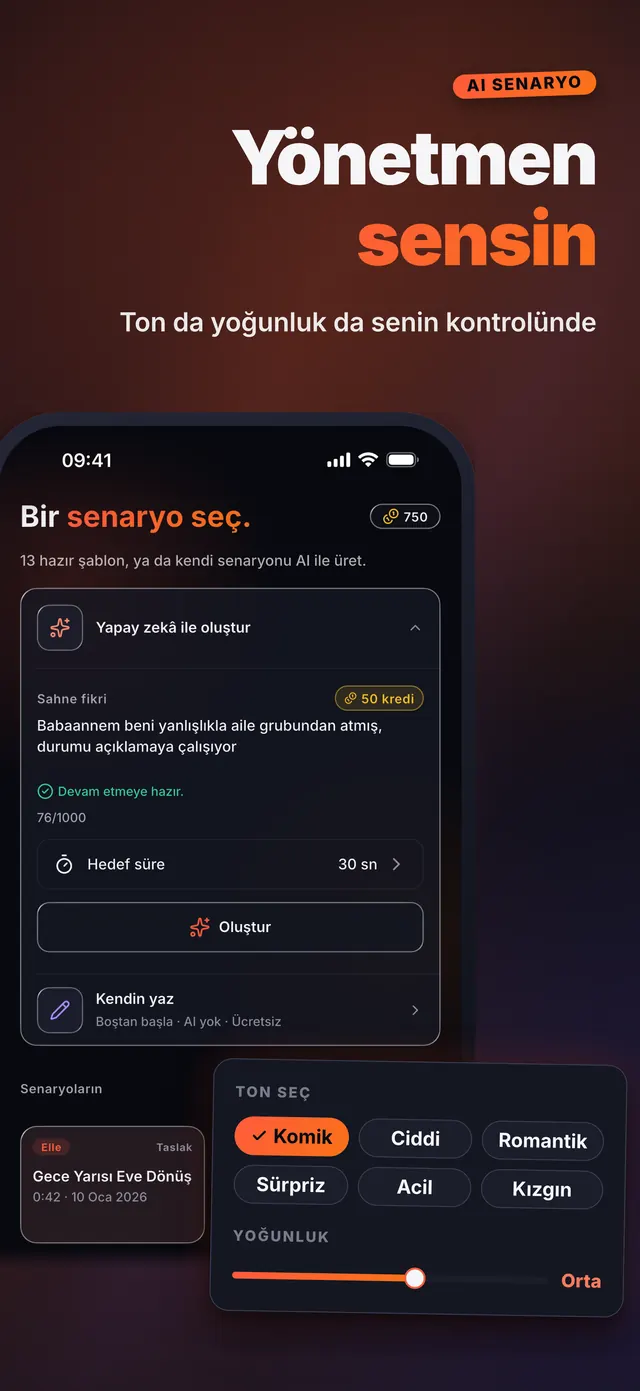 VoiceReel: Ses Değiştir — Yönetmen sensin