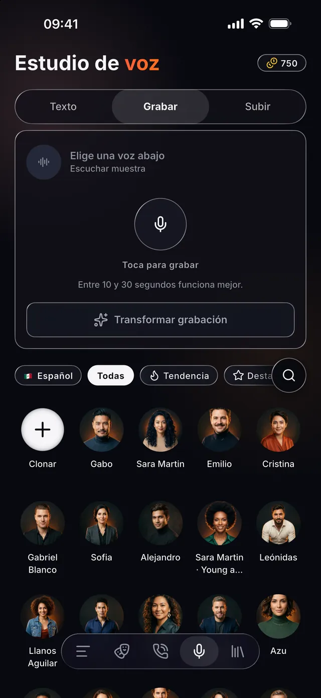 VoiceReel: Cambia tu Voz — Graba tu voz, transfórmala